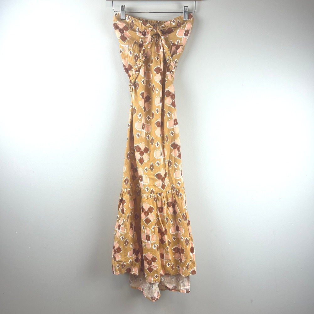 2/$30 New with tags Aerie Mustard Yellow Sleeveless Linen Blend Midi Dress XXS - Picture 5 of 10